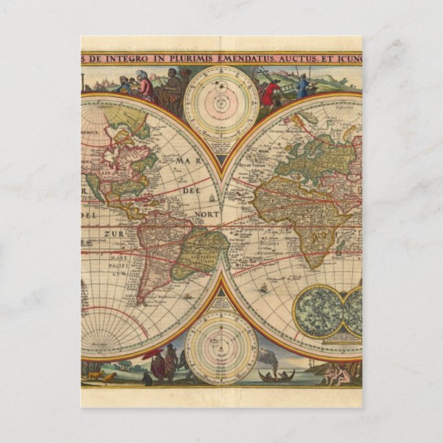 Alte, seltene und historische Weltkarte Postkarte (Vorderseite)