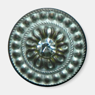 Alte silberne Fibel mit Edelstein Magnet