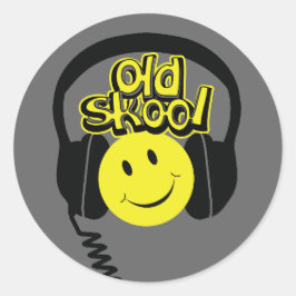 Alte Skool-Musikkopfhörer lächeln Aufkleber