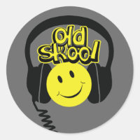 Alte Skool-Musikkopfhörer lächeln Aufkleber
