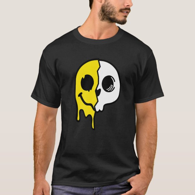 Alte Skool Schädelgesicht Original Raver Liebe Rav T-Shirt (Vorderseite)