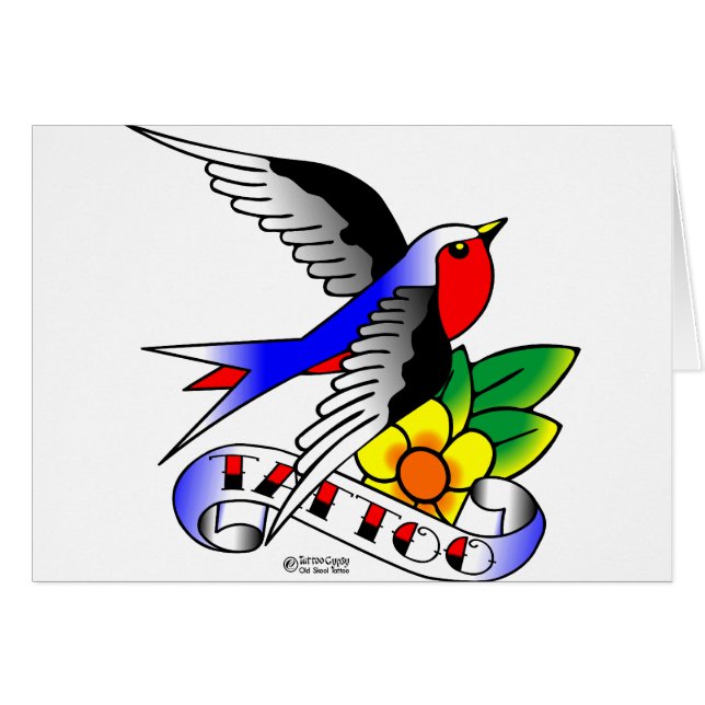 Alte Skool Tätowierungs-Schwalbe (Vorderseite (Horizontal))