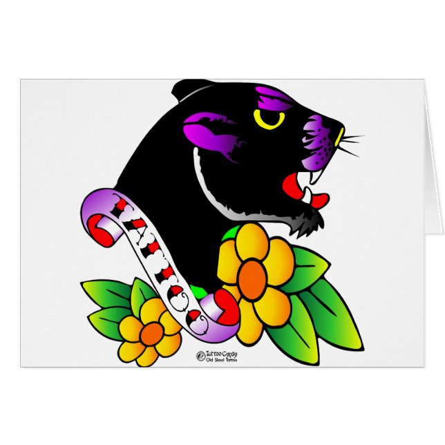 Alte Skool Tätowierungs-schwarzer Panther (Vorderseite (Horizontal))