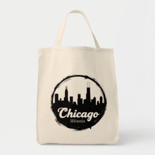 Alte Skyline der Stadt Chicago Illinois Retro-Reis Tragetasche