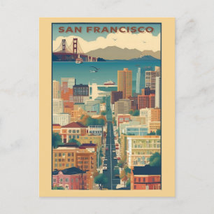 Alte Skyline von San Francisco Kalifornien Postkarte