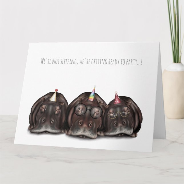 Alte Sleepy Hippos Geburtstagskarte! Karte (Vorderseite)