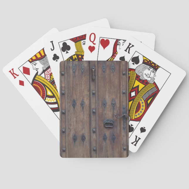 Alte Spanische Holztür mit Bolzen Spielkarten (Rückseite)