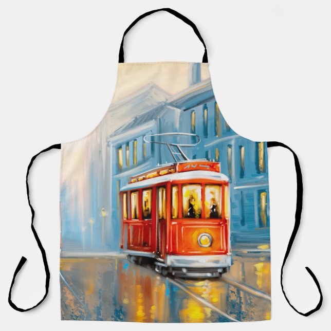 Alte Stadtbahn Ölgemälde Schürze (Vorderseite)