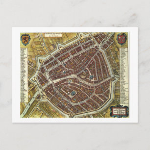 Alte Stadtkarte von Leiden Postkarte