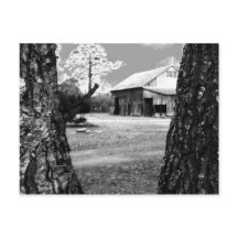 Alte Stallhalle Land Schwarz-Weiß-Foto