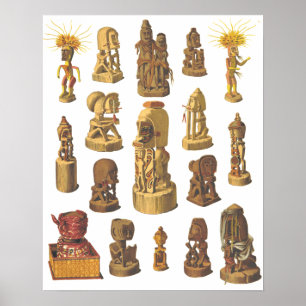 Alte Statuen aus Neuguinea Archäologie Figuren Poster