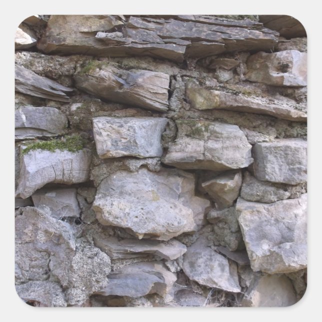 Alte Steinmauer Quadratischer Aufkleber (Vorderseite)