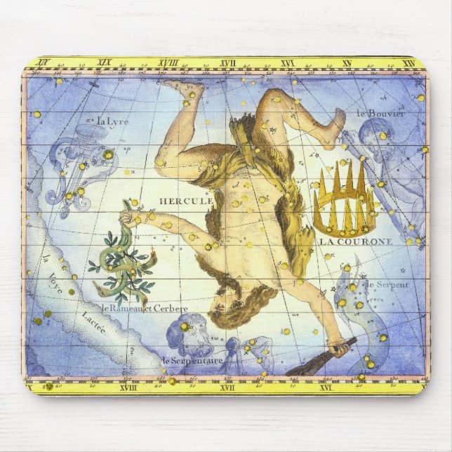 Alte Sternkarte Sternbild Herkules Mousepad (Vorne)