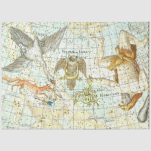 Alte Sternkarte Sternbild Herkules Seidenpapier