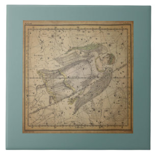 Alte Sternkarte von Virgo dem Mond  Fliese