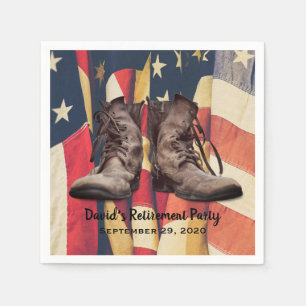 Alte Stiefel der amerikanischen Flagge für das Mil Serviette