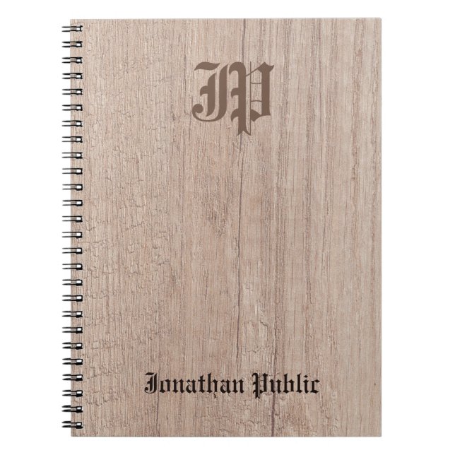 Alte Stilkalligraphie Monogram Template Holz Notizblock (Vorderseite)