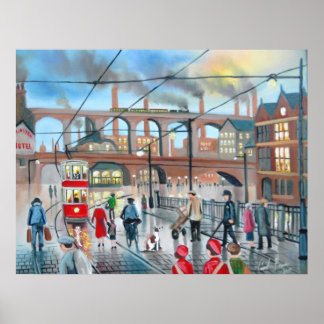 Alte Stockport-Viadukbahn Ölmalerei Poster