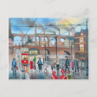 Alte Stockport-Viadukbahn Ölmalerei Postkarte
