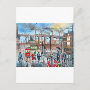 Alte Stockport-Viadukbahn Ölmalerei Postkarte