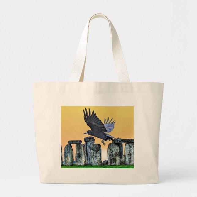 Alte Stonehenge & Rook Corvid-lover Geschenk Jumbo Stoffbeutel (Vorne)