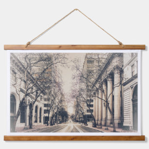 Alte Straße in Portland City Wandteppich Mit Holzrahmen