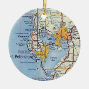 Alte Tampa Florida Karte Keramik Ornament