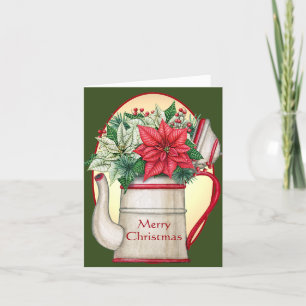 Alte Teekanne mit Weihnachtsstern Weihnachten