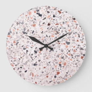 Alte Terrazzo Textur, hemmen Muster. Große Wanduhr