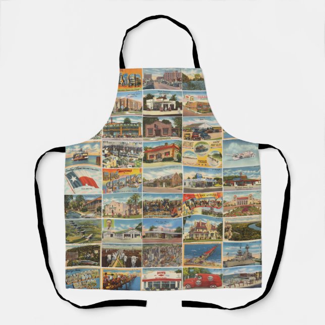 Alte Texas Postkarten All-Over-Print-Schürze Schürze (Vorderseite)