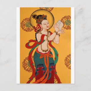 ALTE TIBETAN MURAL POSTKARTE