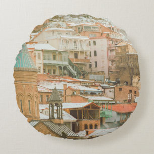 Alte Tiflis historische Gebäude. Kaukasusreise Rundes Kissen