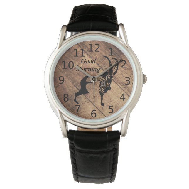 Alte Timer Black Ram Silhouette Armbanduhr (Vorderseite)