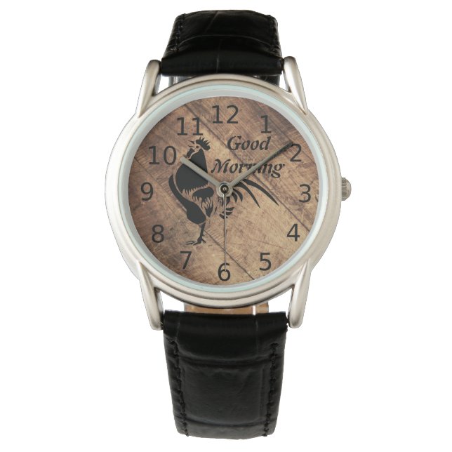 Alte Timer Black Rooster-Silhouette Armbanduhr (Vorderseite)