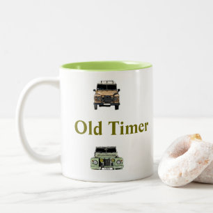Alte Timer-Geländewagen-Tasse Zweifarbige Tasse