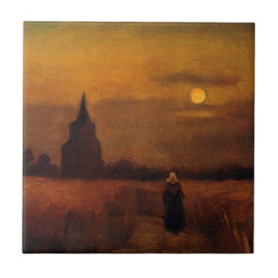 Alte Turm in den Feldern von Vincent van Gogh Fliese