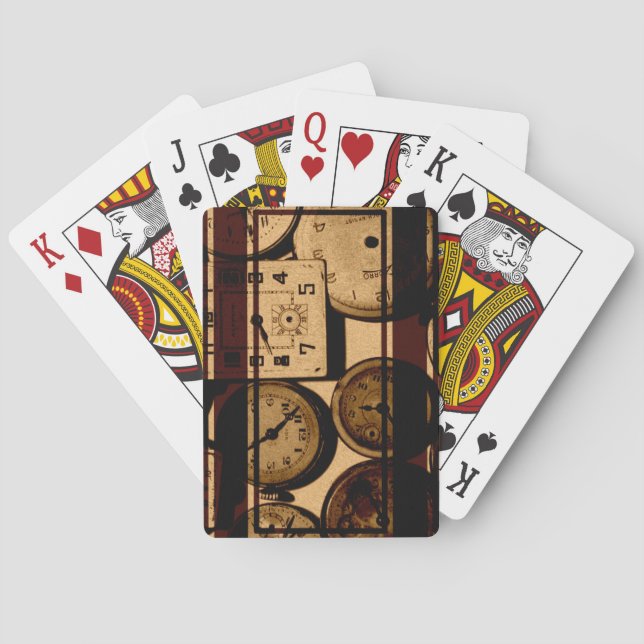 Alte Uhr Triptychon Spielkarten (Rückseite)