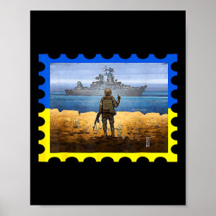 Alte ukrainische Briefmarke Flagge Stolz 6 Poster