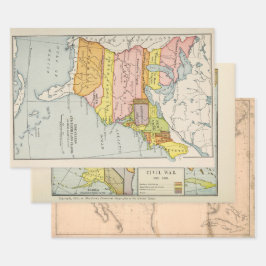 Alte US-Karten: Revolution, Ziviler Krieg und 1880 Geschenkpapier Set