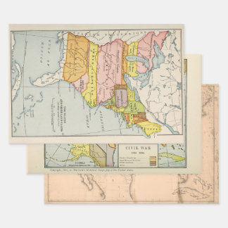 Alte US-Karten: Revolution, Ziviler Krieg und 1880 Geschenkpapier Set