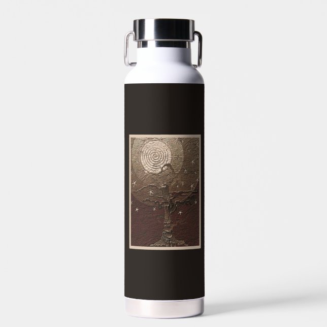 Alte verwelkte Baumwipfel Mond & Stars B Trinkflasche (Vorne)