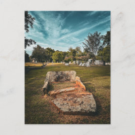 Alte verwitterte Grabsteine in einem historischen  Postkarte