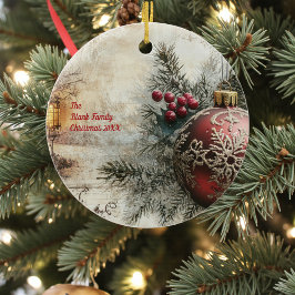 Alte viktorianische rustikale Familie personalisie Keramik Ornament