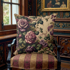 Alte viktorianische violette Blumenmuster Kissen