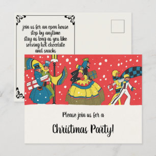 Alte viktorianische Weihnachtsfeier-Einladung Postkarte