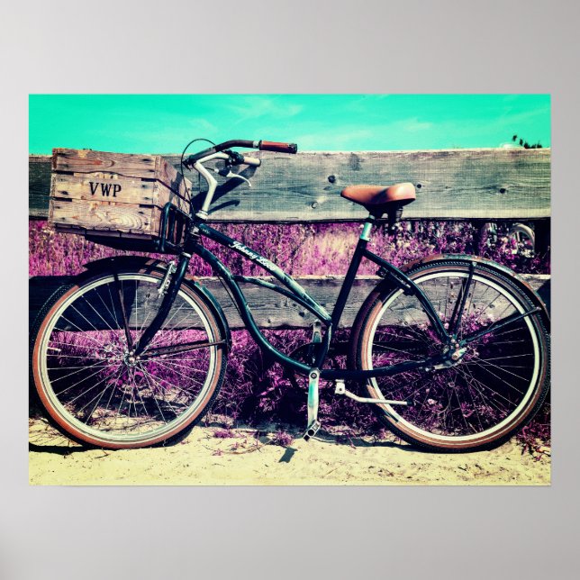 Alte Vintage Antique Bicycle Beach Cruiser Bike Poster (Vorne)