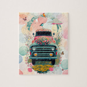 Alte Vintage-Bauernhof-Lastwagen Blumen Pastell