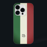 Alte Vintage italienische Flagge Italiens Zollmono iPhone 14 Pro Hülle<br><div class="desc">Alte Vintage italienische Fahne von Italien Custom monogram iPhone 14 Pro Case. Personalisierte Telefonabdeckung mit Tricolore Streifen. Retro Stil Streifen Design.</div>
