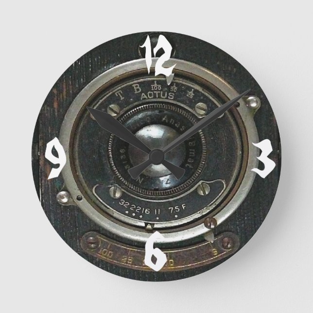 Alte Vintage Kamera Runde Wanduhr (Vorderseite)