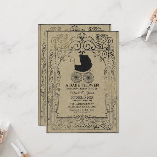 Alte Vintage-Kutsche Dekoration Baby Shower Einladung